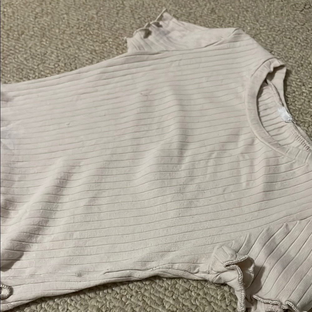 Women's Cream Ribbed Top - Picture 2 of 2